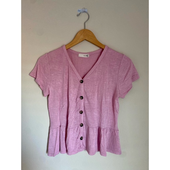 Pink V-Neck Top - Picture 1 of 3